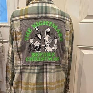 Upcycled Flannel Nightmare Before Christmas Plaid Shirt Boys Medium